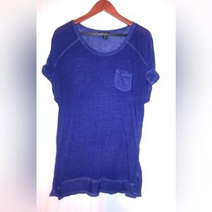 Style & Co. 2X Super Thin Lapis Short Sleeve Pocketed Top Plus